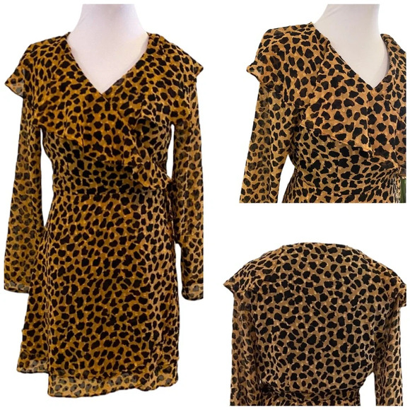Free People Frenchie Leopard Print Wrap Dress - Picture 2 of 15